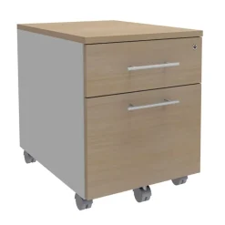 Caisson mobile INEO JET UP Bureau Vallée - L43 x H56 x P60 cm - 2 Tiroirs dont 1 dossier suspendu - façade imitation chêne clair