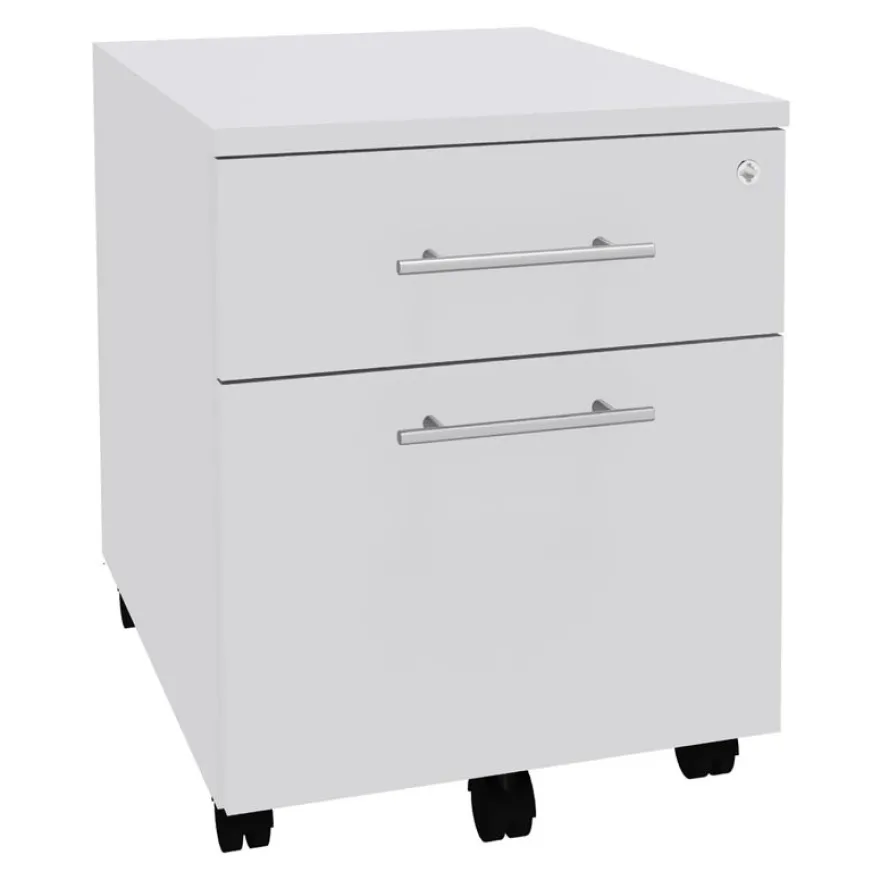 Caisson mobile IRIS - L43 x H56 x P60 cm - 2 tiroirs - Blanc perle