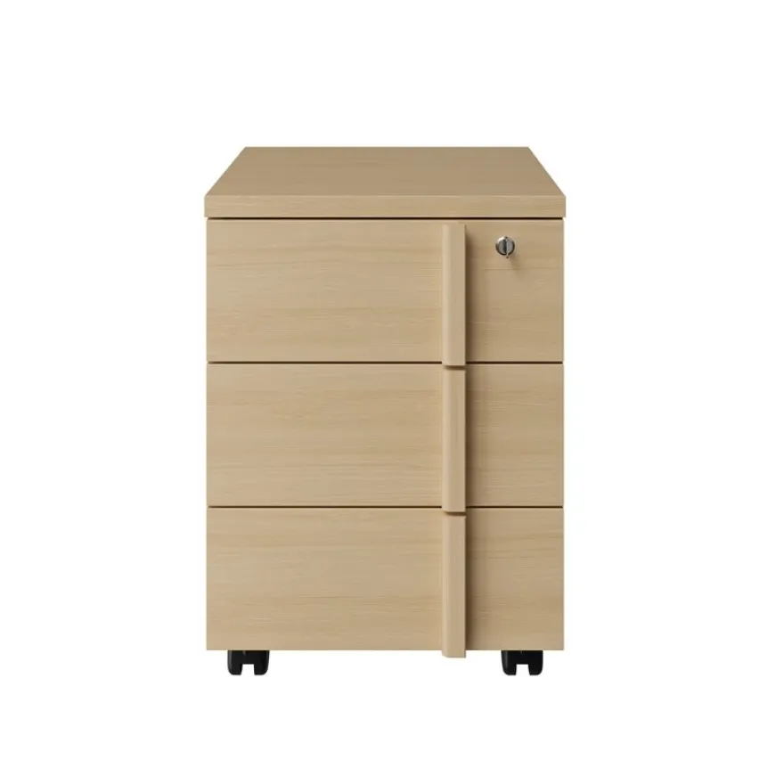 Caisson mobile ITALIC - 3 tiroirs - Corps blanc - Dessus et tiroirs imitation Chêne