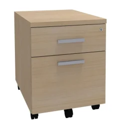 Caisson mobile LEVEL/STEELY/WOODY - L43 x H56 x P60 cm - 2 tiroirs dont 1 DS - imitation Chêne clair