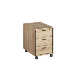 Caisson mobile MAMBO - Profondeur 60 cm - 3 tiroirs - Chêne Sonoma/noir