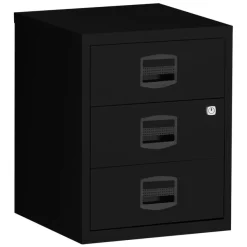 Caisson mobile métallique monobloc - H52 x L41 x P40 cm - 3 tiroirs - noir