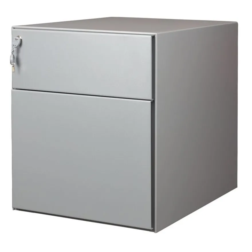 Caisson mobile métallique monobloc – 2 tiroirs - silver