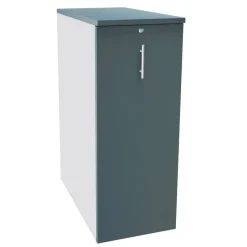 Caisson TOWER - L44 x H114 x P80 cm - 3 tablettes + 1 support DS réglable - structure blanc perle - dessus et façade bleu argile
