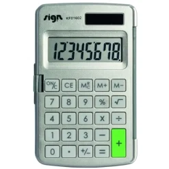 Calculatrice de poche Sign KF01602 - 8 chiffres - alimentation batterie et solaire