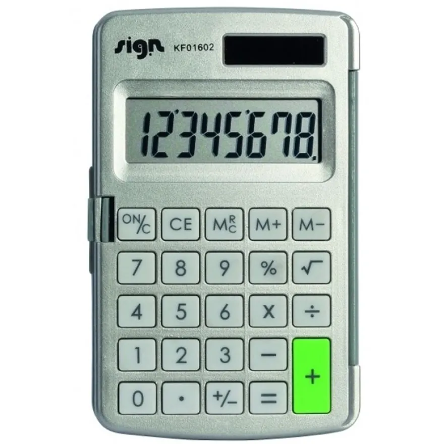 Calculatrice de poche Sign KF01602 - 8 chiffres - alimentation batterie et solaire