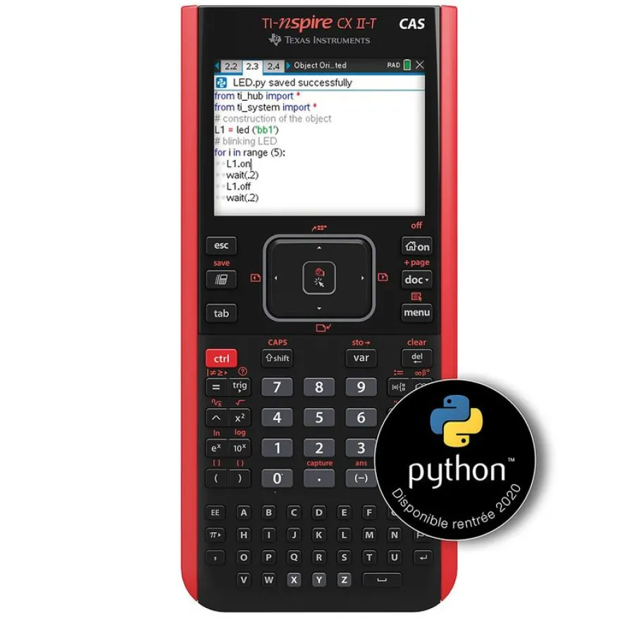 Calculatrice graphique TI-Nspire CX II-T CAS - mode examen intégré - Edition Python - précision algébrique