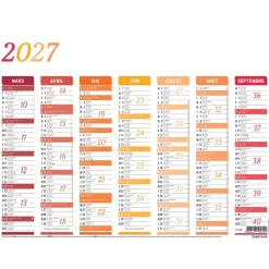 Calendrier Arc-en-ciel - 7 mois par face - 21 x 26,5 cm - Oberthur