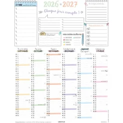 Calendrier Bullet - papier recyclé - 6 mois par face - 32 x 42 cm - Oberthur