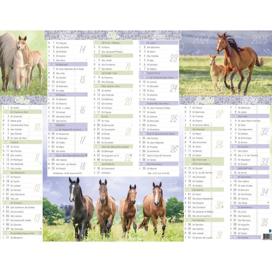 Calendrier Cheval - 6 mois par face - 32 x 42 cm - Oberthur