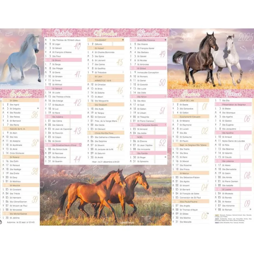 Calendrier Cheval - 6 mois par face - 32 x 42 cm - Oberthur