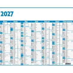 Calendrier Classic - 7 mois par face - 21 x 26,5 cm - bleu - Oberthur
