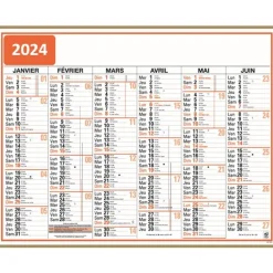 Calendrier Classique - 6 mois par face - 21 x 26,5 cm - Oberthur