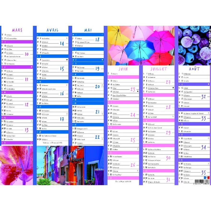 Calendrier Color Story - 7 mois par face - 40,5 x 55 cm - Oberthur