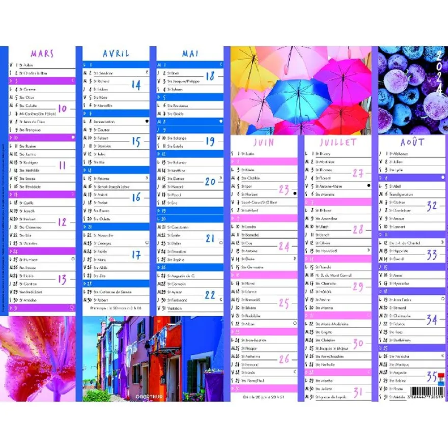 Calendrier Color Story - 7 mois par face - 21 x 26,5 cm - Oberthur