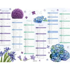 Calendrier Fleurs - 6 mois par face - 32 x 42 cm - Oberthur