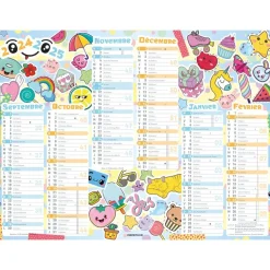 Calendrier Kawaii - 6 mois par face - 32 x 42 cm - Oberthur