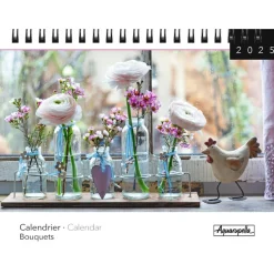 Calendrier mensuel à spirales 16x18 cm - Bouquets