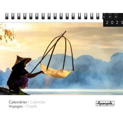 Calendrier mensuel à spirales 16x18 cm - Voyages