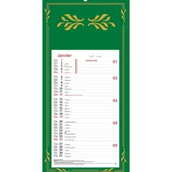 Calendrier mensuel en papier sur plaque skytos - 16 x 33 cm - disponible dans différentes couleurs - Oberthur