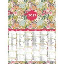 Calendrier Petites Fleurs - 6 mois par face - 21 x 26,5 cm - Oberthur