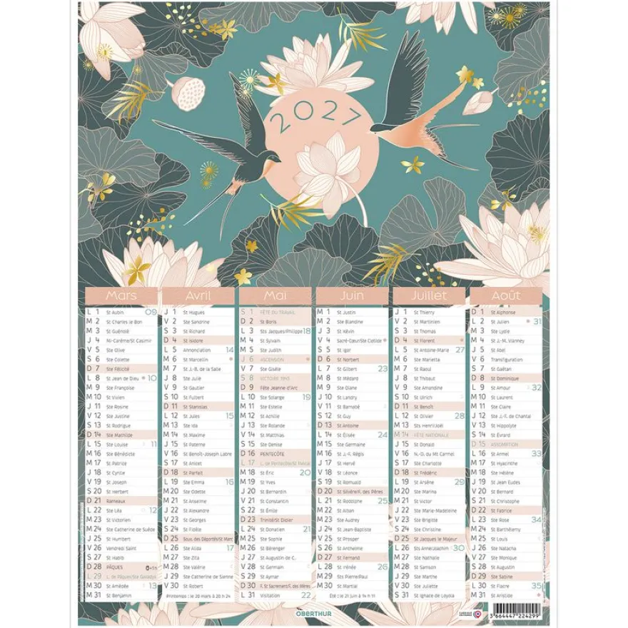 Calendrier Tokyo - 6 mois par face - 32 x 42 cm - Oberthur