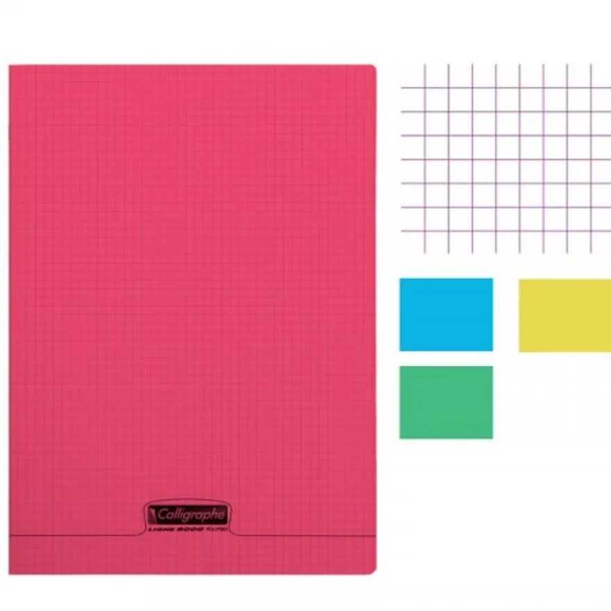 Calligraphe 8000 - Cahier polypro - 17 x 22 cm - 96 pages - petits carreaux (5x5 mm) - disponible dans différentes couleurs