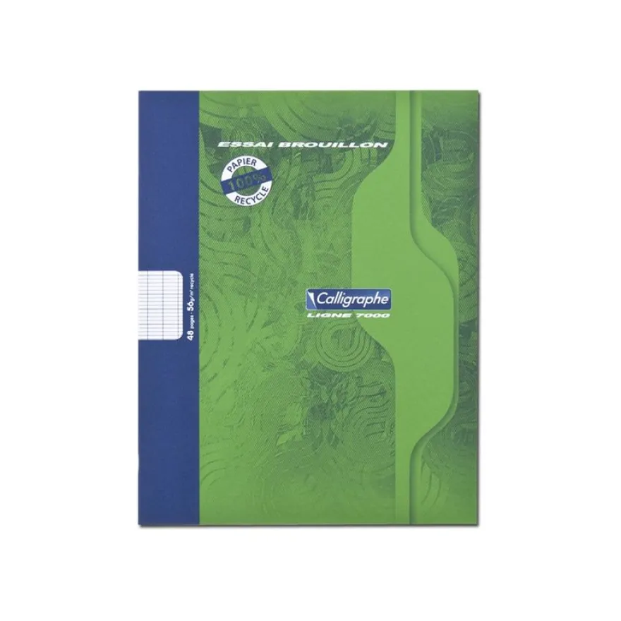 Calligraphe 7000 - Cahier de brouillon - 17 x 22 cm - 48 pages - grands carreaux (Seyes) - 100% recyclé