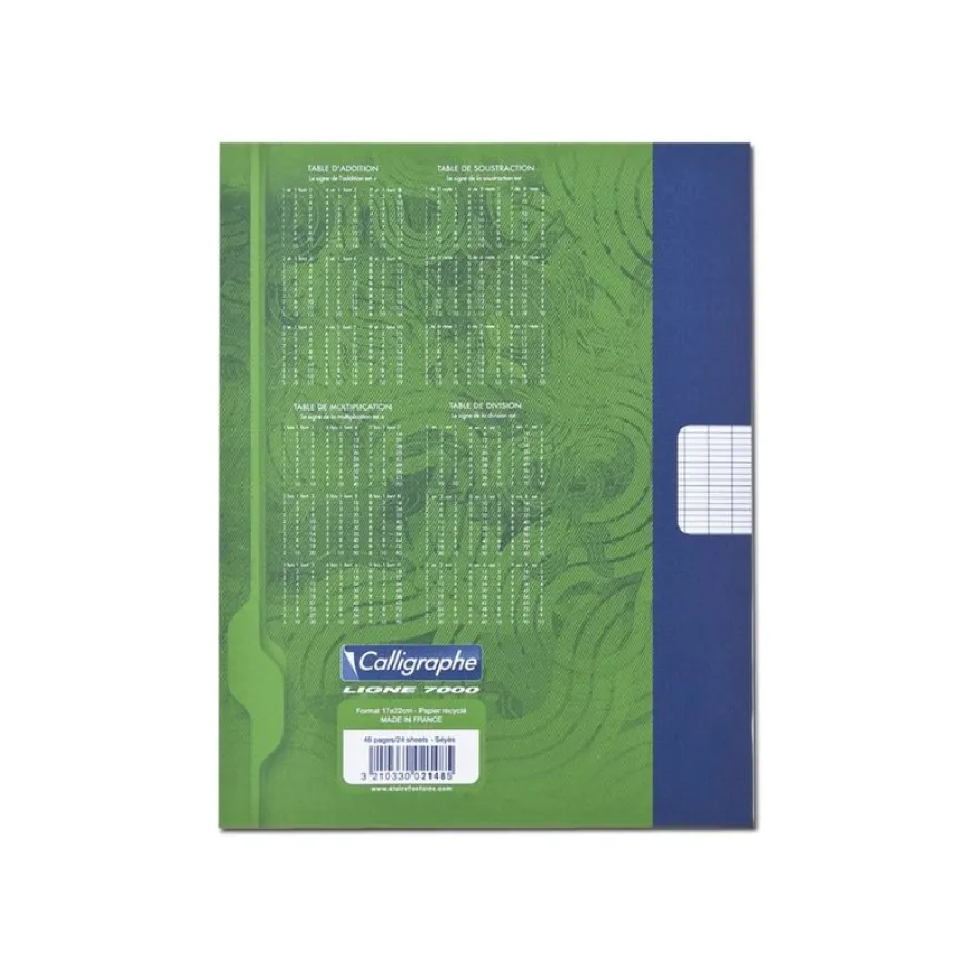 Calligraphe 7000 - Cahier de brouillon - 17 x 22 cm - 48 pages - grands carreaux (Seyes) - 100% recyclé