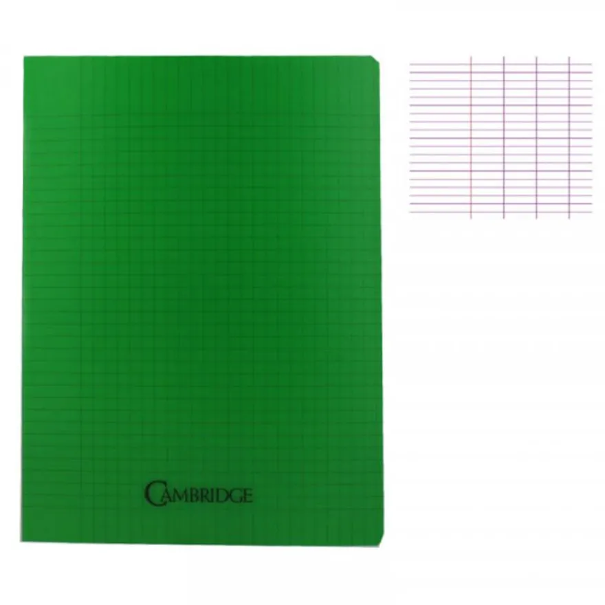 Cambridge - Cahier polypro 24 x 32 cm - 96 pages - grands carreaux (Seyes) - disponible dans différentes couleurs