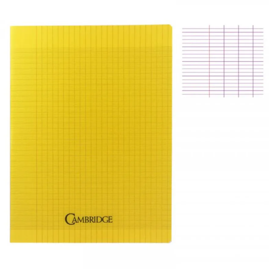 Cambridge - Cahier polypro 24 x 32 cm - 96 pages - grands carreaux (Seyes) - disponible dans différentes couleurs