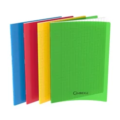 Cambridge - Cahier polypro 24 x 32 cm - 96 pages - grands carreaux (Seyes) - disponible dans différentes couleurs