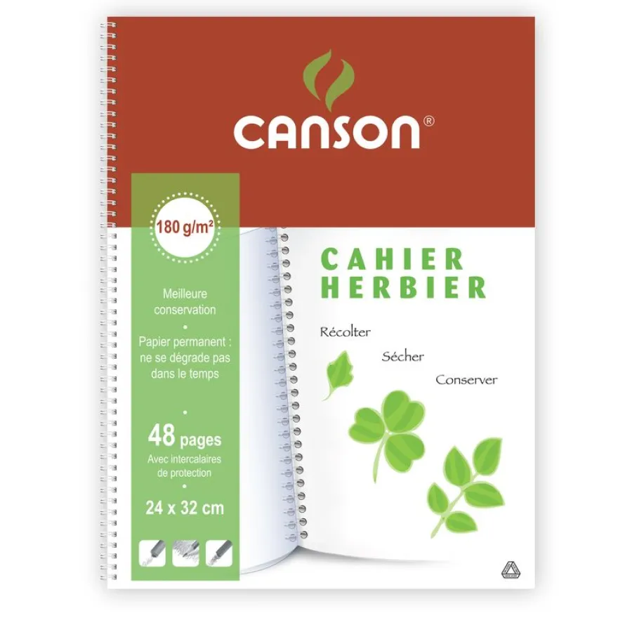 Canson - Cahier à dessin - Herbier 24 x 32 cm - 24 feuilles - dos rigide - blanc