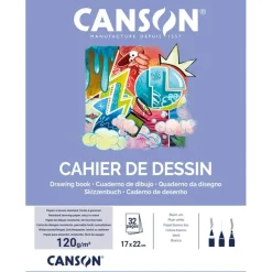 Canson - Cahier à dessin 17 x 22 cm - 32 pages - 120g - blanc