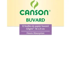 Canson - Pochette buvard - 12 feuilles - 16 x 21 cm - 125g - blanc