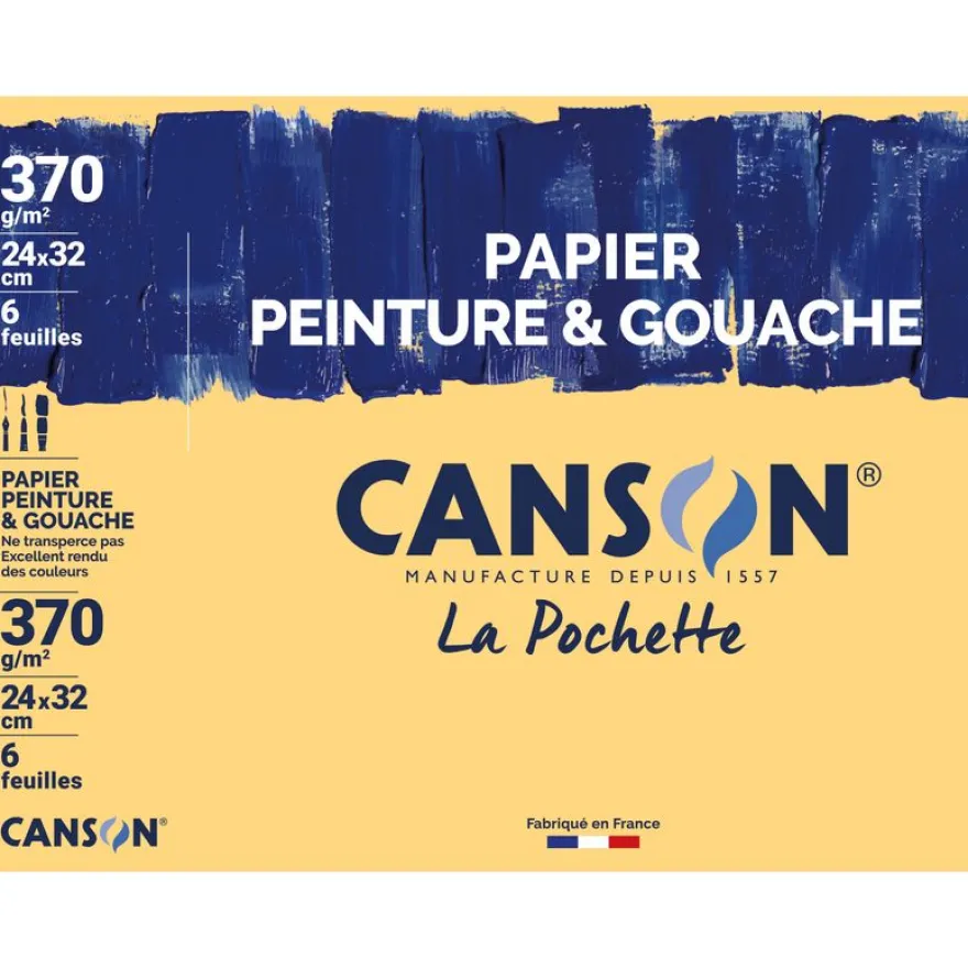Canson - Pochette papier à dessin - 6 feuilles - 24 x 32 cm - 370 gr