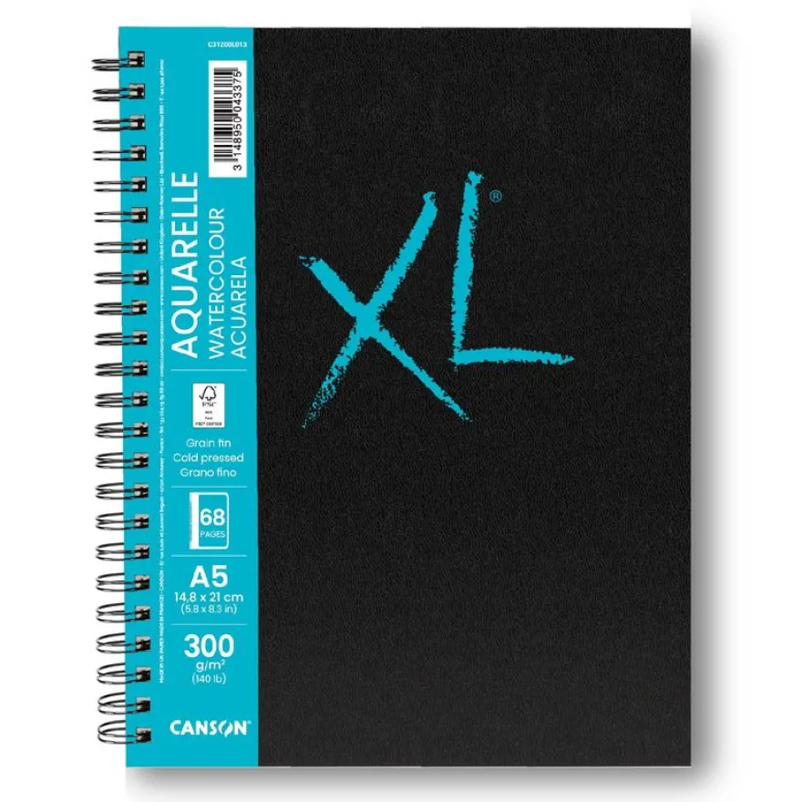 Canson Books XL Aquarelle - Bloc dessin à spirale - A5 - 34 feuilles - 300 gr