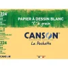 Canson C à grain - Pochette papier à dessin - 12 feuilles - A4 - 224 gr - blanc