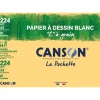 Canson C à grain - Pochette papier à dessin - 10 feuilles - A3 - 224 gr - blanc