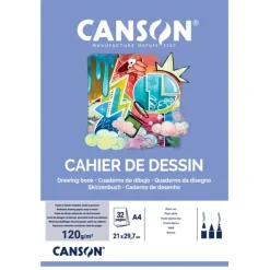 CANSON Cahier a dessin A4 Couverture Carte 32 pages 120g/m²