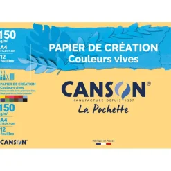 Canson Création - Pochette papier à dessin - 12 feuilles - A4 - 150 gr - couleurs vives
