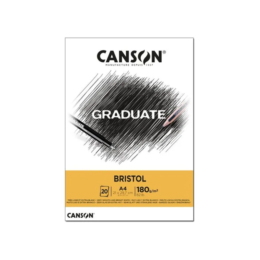 Canson Graduate - Bloc dessin Bristol - 20 feuilles - A4 - 180 gr