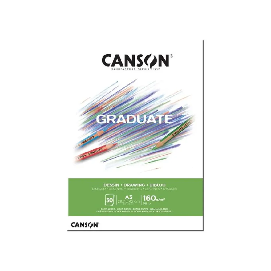 Canson Graduate - Bloc dessin - 30 feuilles - A3 - 160 gr