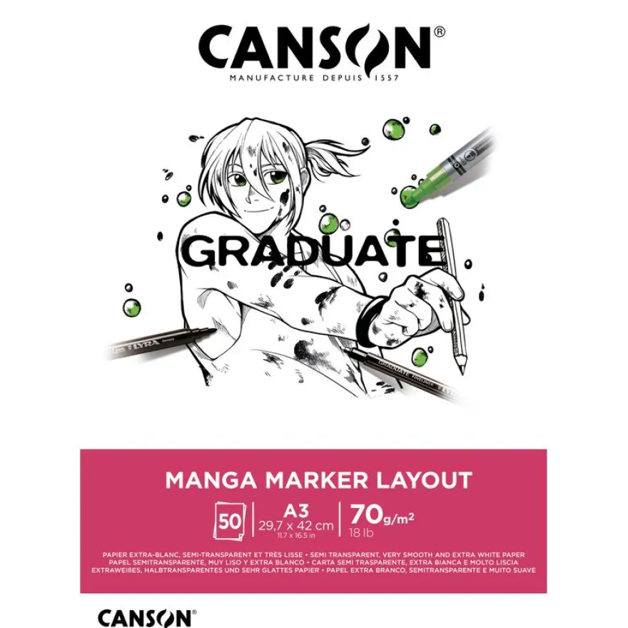 Canson Graduate Manga Marker Layout - Bloc dessin - 50 feuilles - A3 - 70 gr