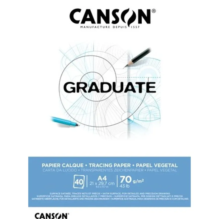 Canson Graduate Tracing - Bloc papier calque - A4 - 70 gr
