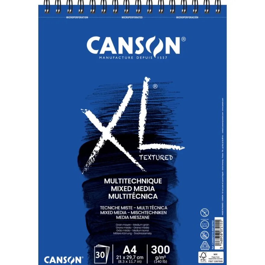 Canson XL Mix Media - Bloc dessin croquis - 30 feuilles - A4 - 300 gr - blanc