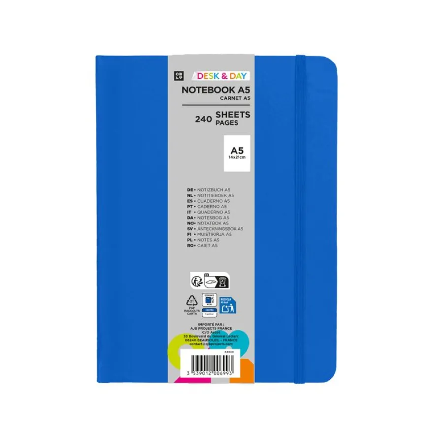 Carnet de notes A5 - Ligné - 240 pages - disponible dans différentes couleurs