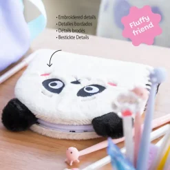 Carnet peluche panda Back2Fun avec visage brodé - format carré 160 pages lignées papier 80 g/m²