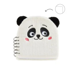 Carnet peluche panda Back2Fun avec visage brodé - format carré 160 pages lignées papier 80 g/m²