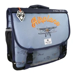 Cartable 38 cm Airplane- 2 compartiments- bleu- Pol Fox